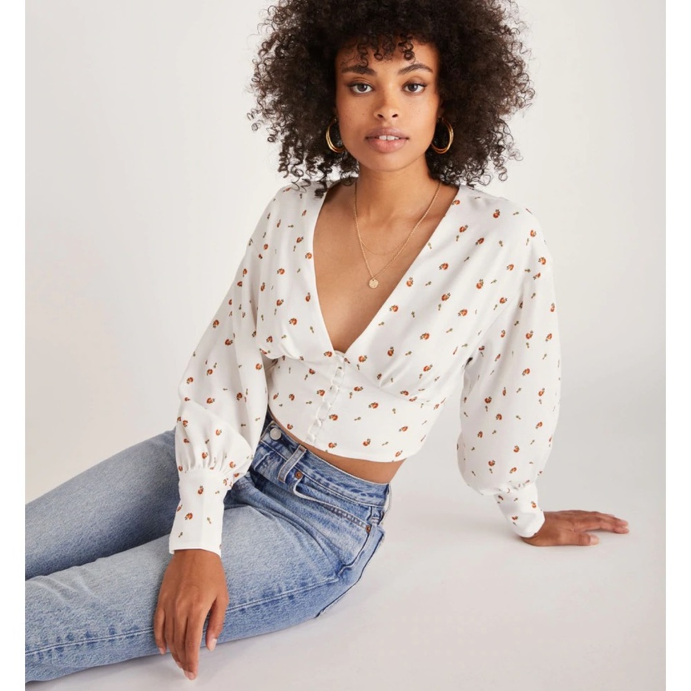 Backyard Roses Floral Button Up Top